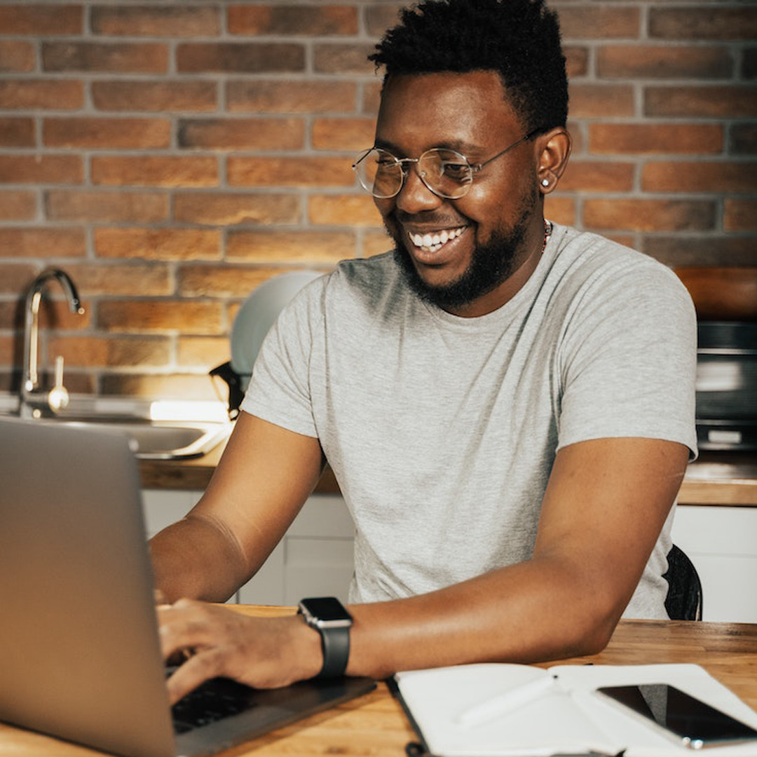 man on computer