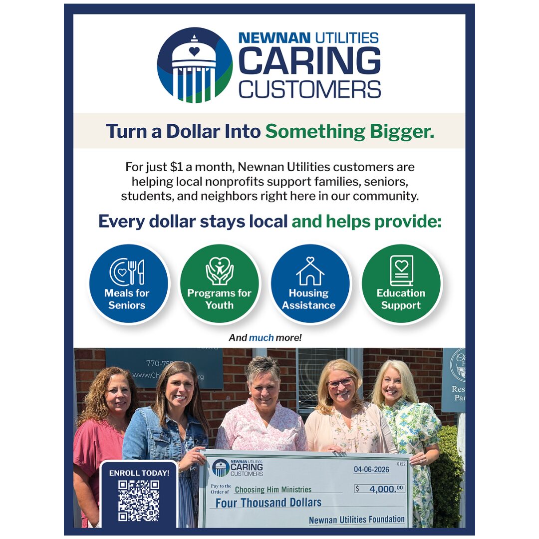 Flyer describing the Caring Customers program by Newnan Utilities, designed by Country Fried Creative